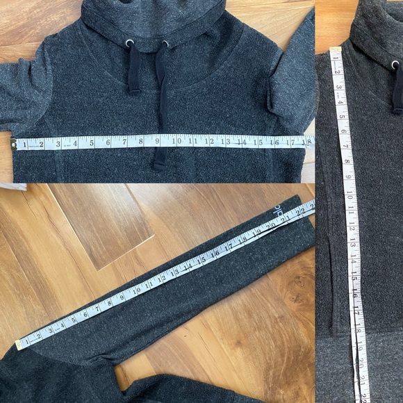 ALO Yoga Gray Sweatshirt Pullover Teddy Rib Knit Cowl High Neck Athleisure Comfy - Picture 10 of 10